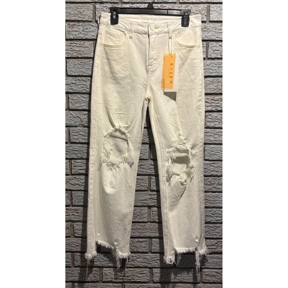 NWT Risen Jeans Miller High Rise Distressed Cream Pants 9/29 RDP5265-N